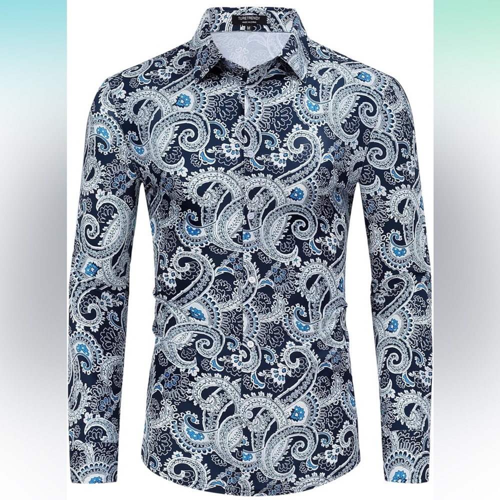 Men’s Retro Paisley Print in Blues